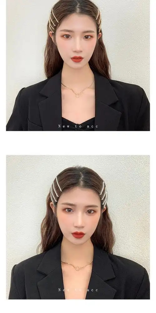 金智妮jennie同款发卡一字水钻发夹少女边夹侧边刘海夹子头饰卡子六一