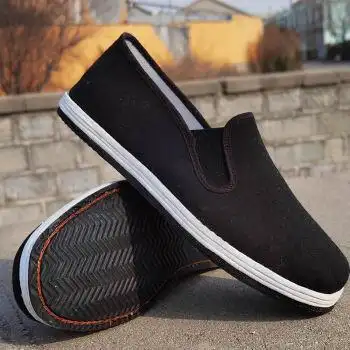 男士工地上班鞋耐脏干活穿的工装鞋加厚轮胎底布鞋男工地干活耐磨耐扎