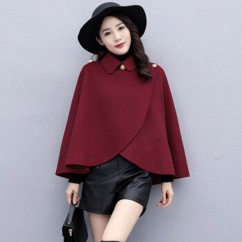 女士毛妮子外套短款秋冬女装新款呢子披肩斗篷时尚洋气减龄小香风毛呢