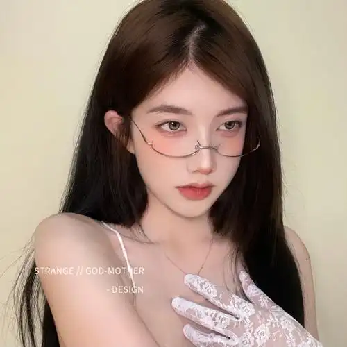 倾百瑞 网红下半框眼镜女装饰镜架无镜片眼睛御姐欲直播主播秘书眼镜