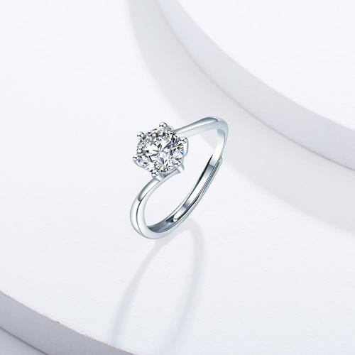 莫桑石钻戒一克拉钻石戒指女纯银18k铂金求婚送女友开口定制礼物