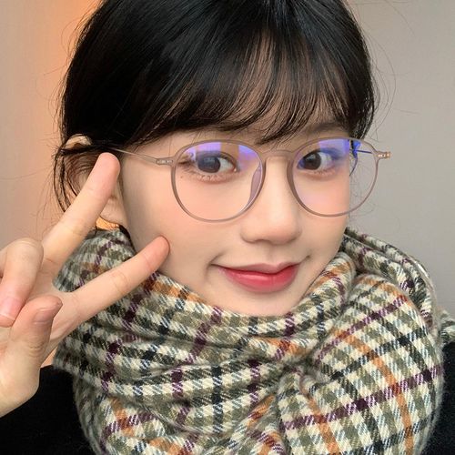 素颜眼镜圆脸女款