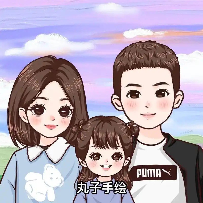 超可爱的一家三口全家福卡通头像来喽93.