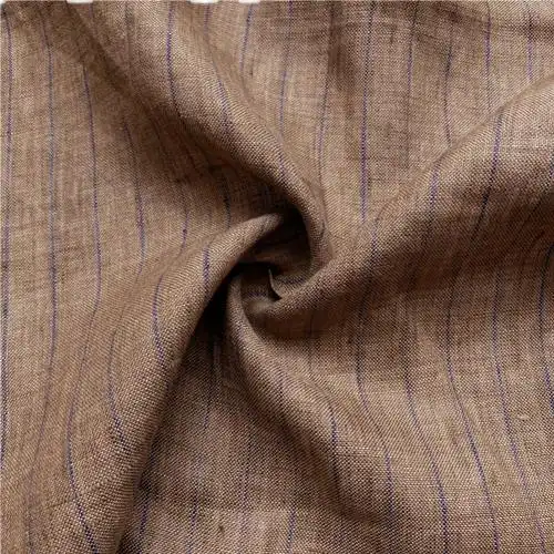 夏季条纹亚麻苎麻布料砂洗麻布民族风裤料棉麻海绵垫