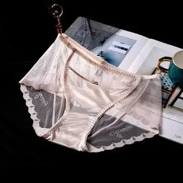 新品超薄蕾丝透明性感内裤女无痕冰丝中腰内裤莫代尔底裆女士内裤