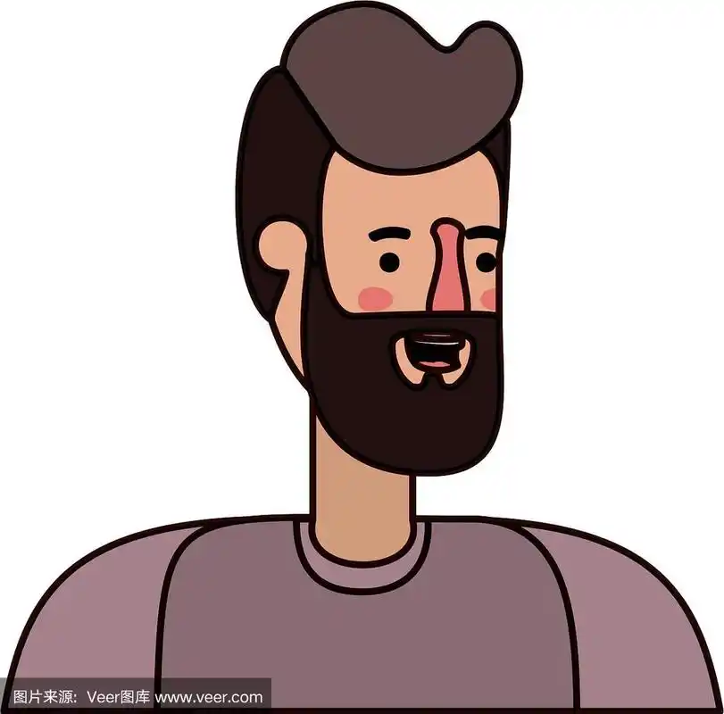 络腮胡子,性格,青年男人,头像,分离着色