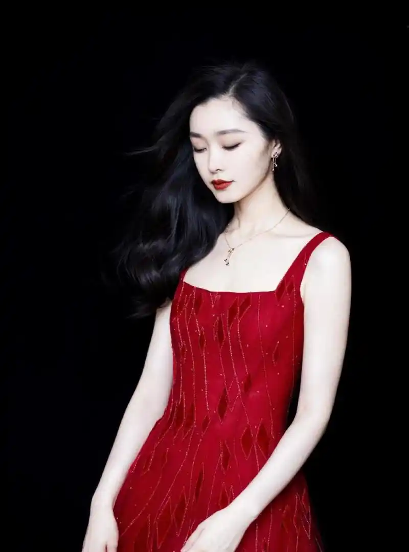 宋轶菱格红裙性感写真图片