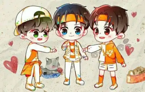 萌哒贺图来啦可爱的三小只想不想抱回家求tfboys三小只q版图片手绘简