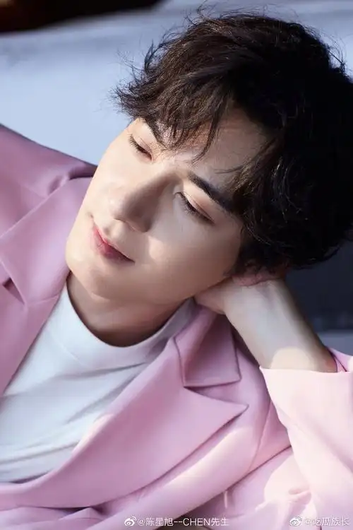 陈星旭粉西装随拍