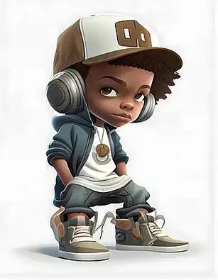 嘻哈小孩ip头像插画ai平面元素免费下载_png格式_5376像素_编号