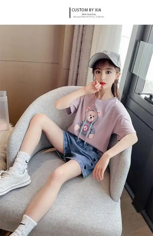 女童夏装套装8岁女孩时髦洋气6网红短袖夏季衣服7大童儿童两件套9t恤l