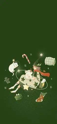 多彩壁纸364期|绿色系圣诞壁纸也很喜欢!插画壁纸