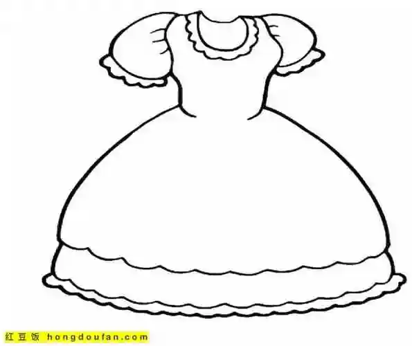 13张公主便装礼服长裙卡通涂色简笔画-红豆饭小学生简笔画大全