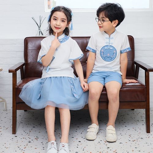 中国国风儿童汉服校服夏季幼儿园园小学生国学服班儿童演出服