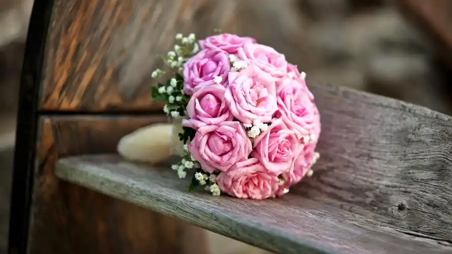 婚礼鲜花,花束,粉红玫瑰 桌布 - 2560x1440 qhd