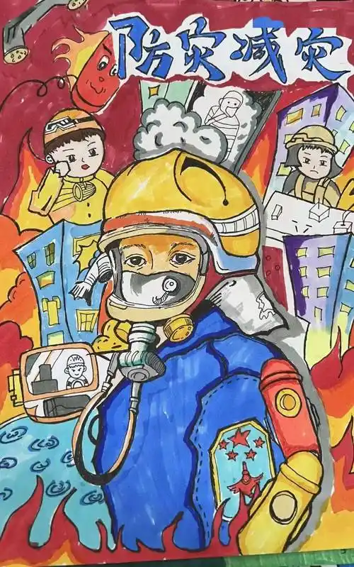 "童心画安全"防灾减灾绘画征集大赛作品展播(三)_画笔_少儿_冀柯融