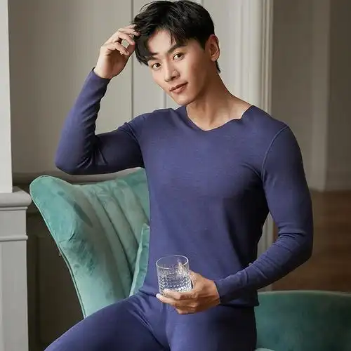 恒源祥无痕保暖内衣男士加厚加绒自发热纤维德绒青年秋衣秋裤套装
