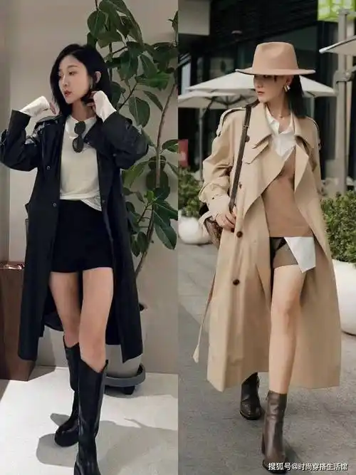 原创今春火了一种穿搭叫风衣裸靴优雅时髦又显高太适合小个子