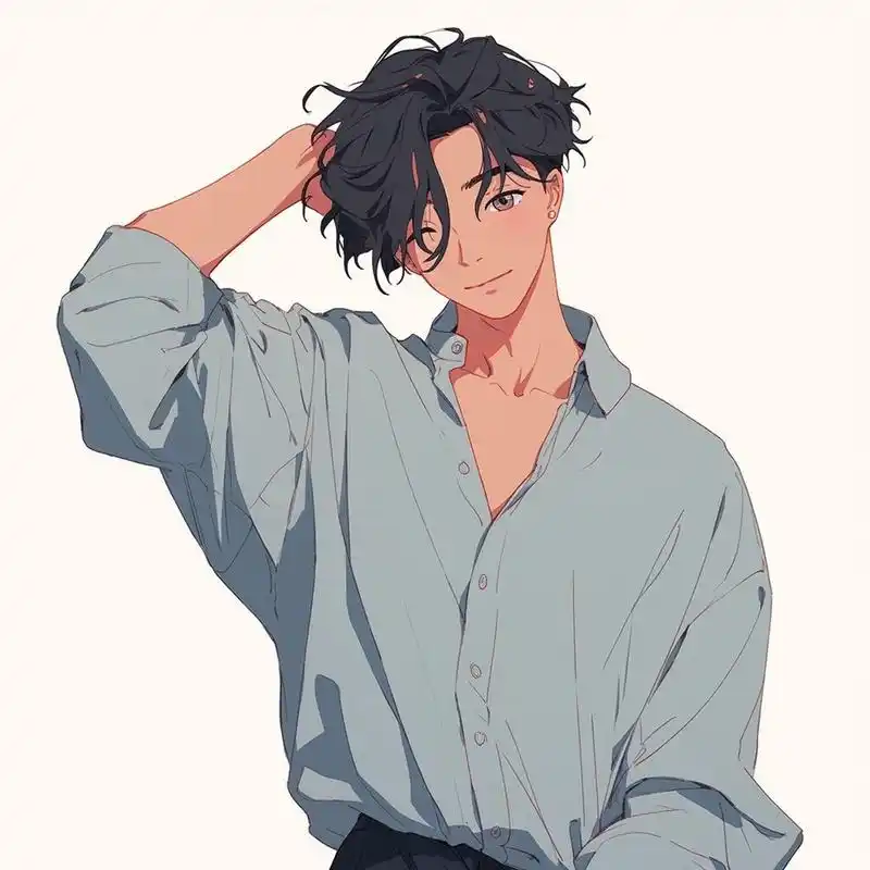 男头|爱笑的男孩,运气最好 #男生头像# #插画头像# #ai绘画# #头像