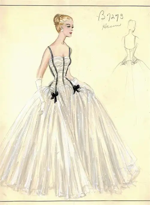 吊带抹胸晚礼服设计图