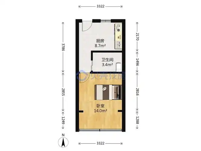 能帮忙看看这个户型图 一居室的