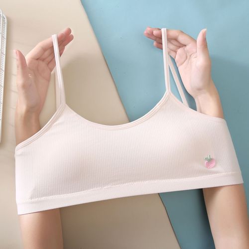 少女青春期一体式固定杯文胸初高中学生无缝发育期内衣女孩小背心