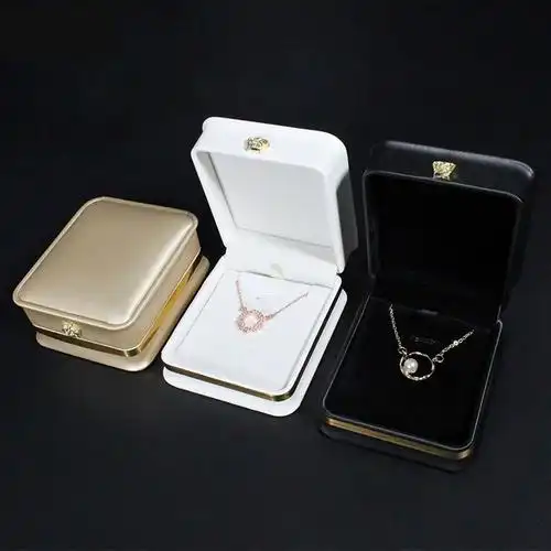 高档pu拉丝皮首饰盒皇冠收腰项链戒指盒手镯盒求婚饰品包装盒定制