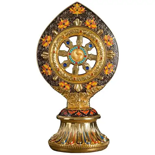 法轮藏传佛教用品供具尼泊尔轮王七政密宗法器可转摆件