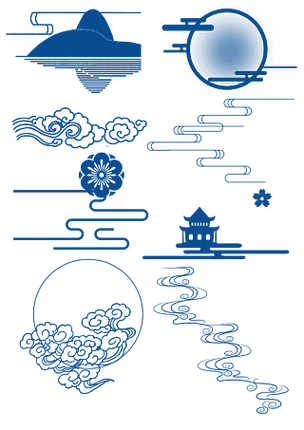 简约国潮花边祥云纹理中国风底纹古风边框