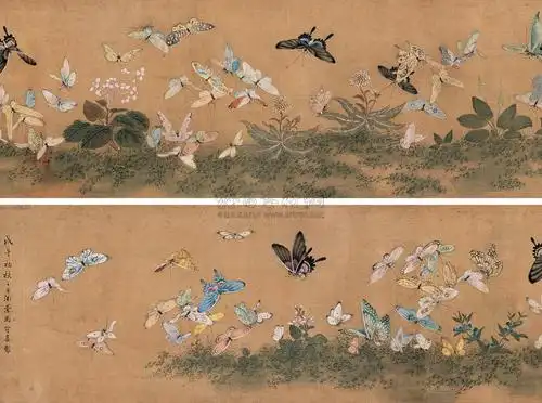 3008 百蝶图 手卷 绫本