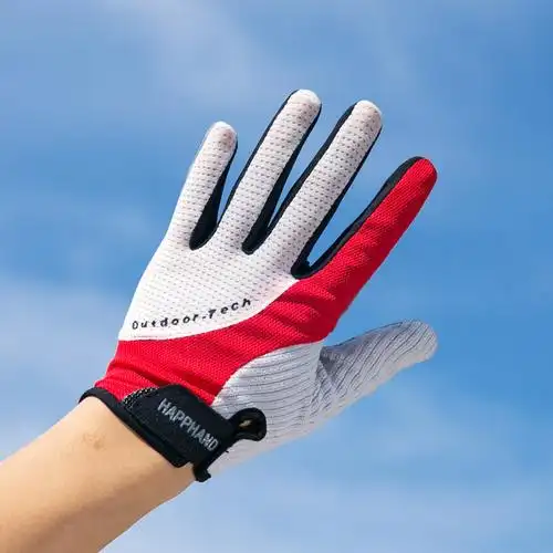 迪卡侬【清仓特价】户外男女运动骑行登山防滑全指手套薄款网眼透