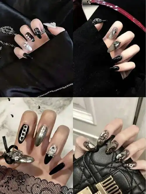 酷girl 必看黑色美甲,独特好看,个性到爆939393#美甲