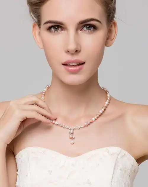 s925银天然珍珠项链7-8mm混彩圆bzx053都市优雅(附质检证书)