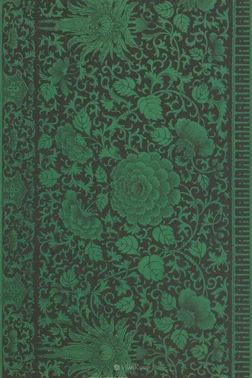 纯色深墨绿色中式传统纹样集锦中国风图片