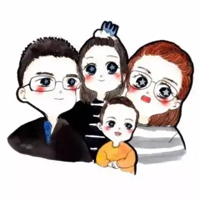 一家四口的卡通图片一儿一女头像可爱温馨幸福的一家人图片大全