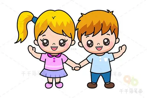 儿童握手简笔画