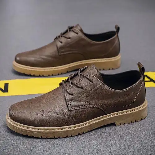 奥康低帮男式工作鞋子男士商务休闲皮鞋新款夏季软皮百搭英伦潮流厚底