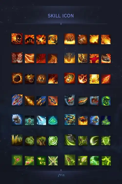 得空继续整理以前的零散作品~一套技能图标练习,好青涩