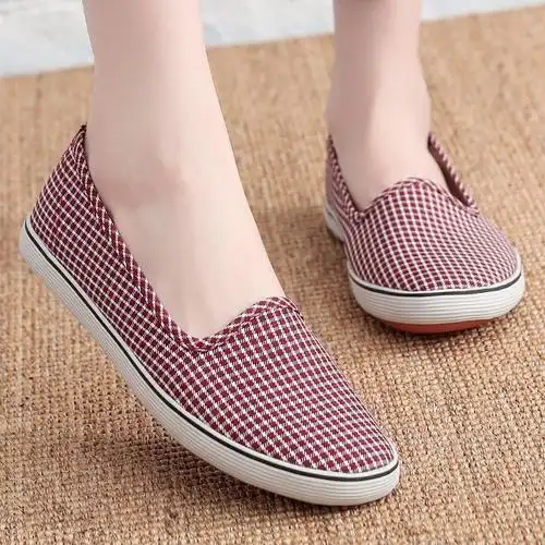 妈妈鞋子橡胶底老北京布鞋女春款单鞋牛筋底劳动鞋防滑轻便一脚蹬