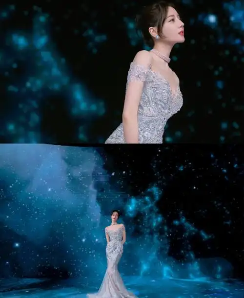 迪丽热巴身材真是遮不住穿星河礼服很璀璨但黄金腰臀更抢镜