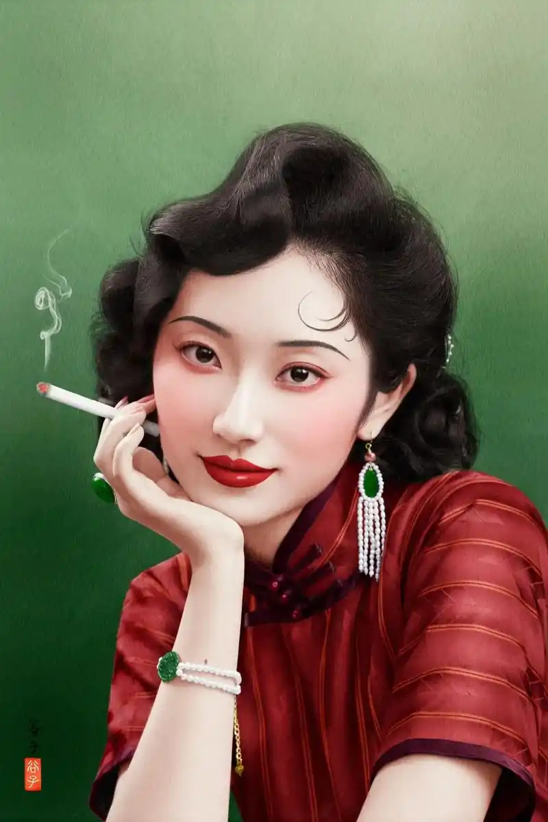 旗袍画报风#旗袍 #复古民国风 #老上海风情 - 抖音