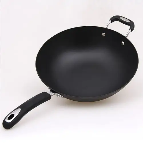 华邦炒锅平底不锈铸铁炒锅炒菜锅不易粘燃气电磁炉通用