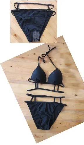 外贸原单纯色比基尼游泳衣性感三角分体比基尼游泳装厂家直销现货