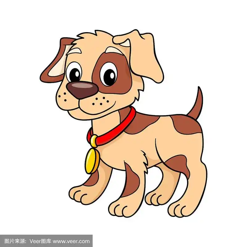 可爱的卡通小狗.小狗.矢量插图孤立在白色背景
