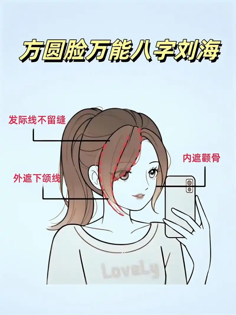 方圆脸都去剪这个八字刘海!修饰脸型遮颧骨,太显脸小了!#八字 - 抖音