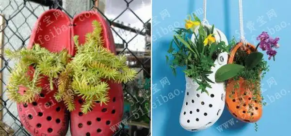 如何利用废旧洞洞鞋做挂墙式花盆教程