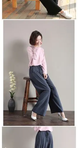 亚麻裤子女休闲长裤大码棉麻裤女宽松米色 商品参数 货号:p5187 品牌