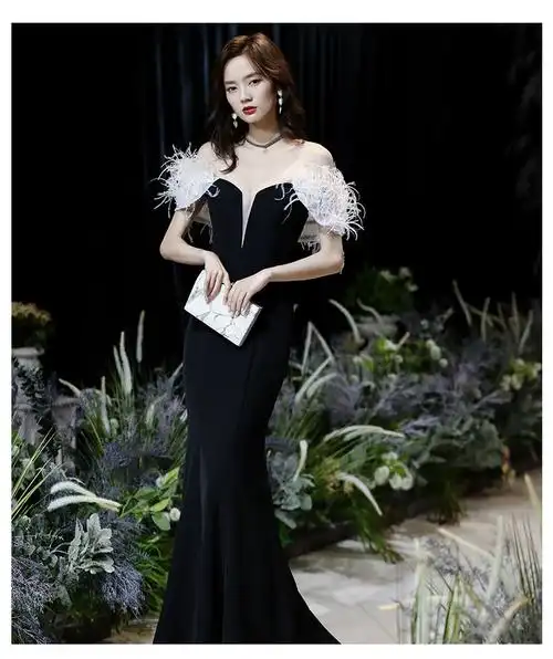 晚礼服鱼尾裙 黑色 l【图片 价格 品牌