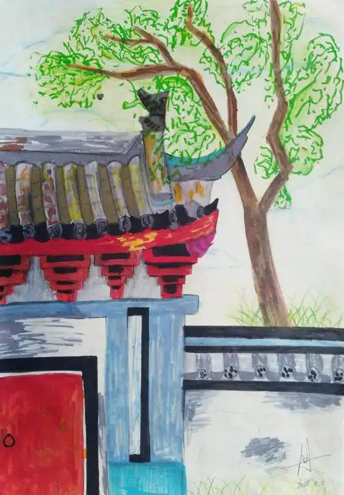 1张公山风景写生《园中园》 儿童画高级班招生范围:10岁以上有扎实的