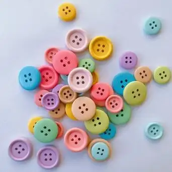 外贸网红马卡龙色圆形4孔纽扣 木扣 手工diy儿童服装创意装饰